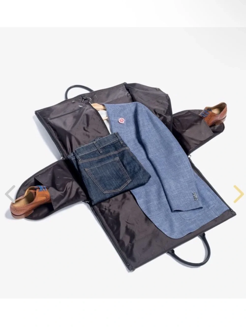 NWOT Hooks & Albert Canvas Leather Garment Bag Black